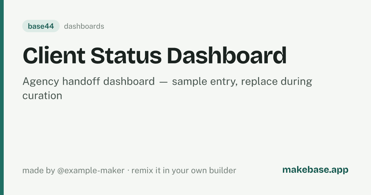 Client Status Dashboard screenshot